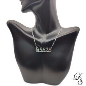 Silver Rhinestone “&5678” Dance Necklace